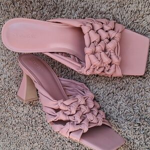 Open Edit Pink Heeled Sandals 9.5 Square Toe